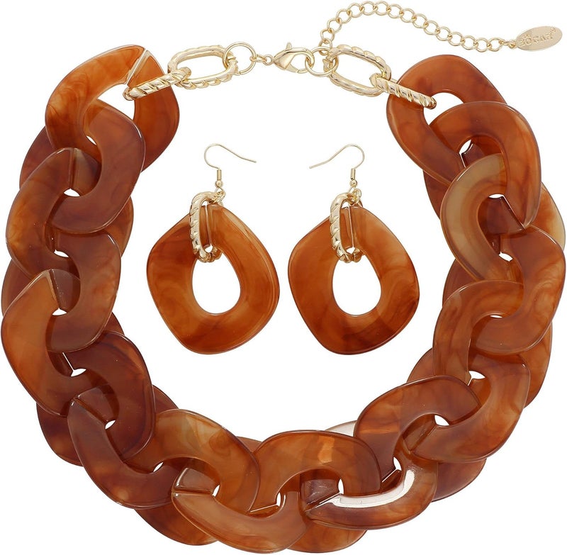 Bocar Statement Chunky Acrylic Cuban Choker Necklace Fashion Bib Collar Chain Necklace for Women(NK-10666) - Image 1